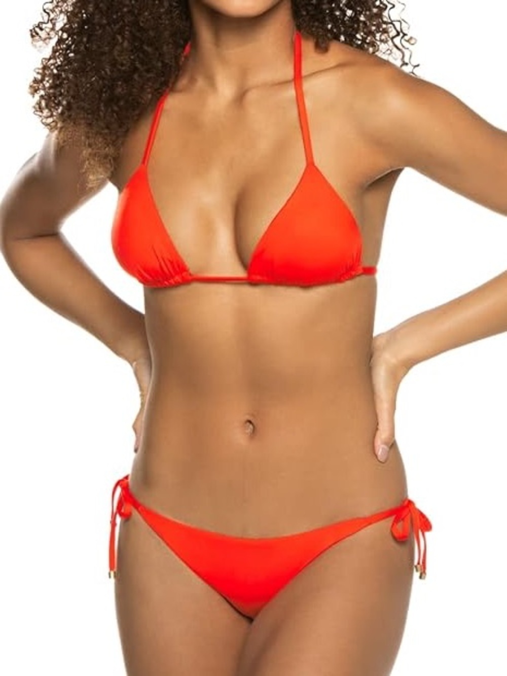 Vitamin A Bikini SET Gia Triangle Top + Elle Side Tie Bottoms – Poppy Red